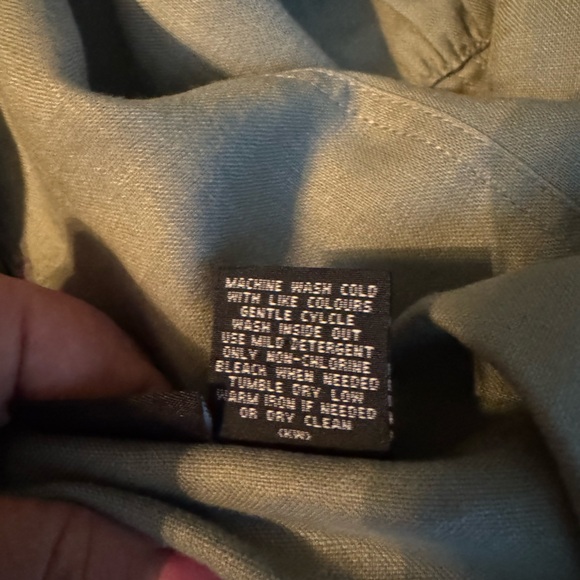 Willi Smith Womens Linen Jacket‎ Large Military Green Gorpcore Utility Lagenlook - Picture 6 of 7